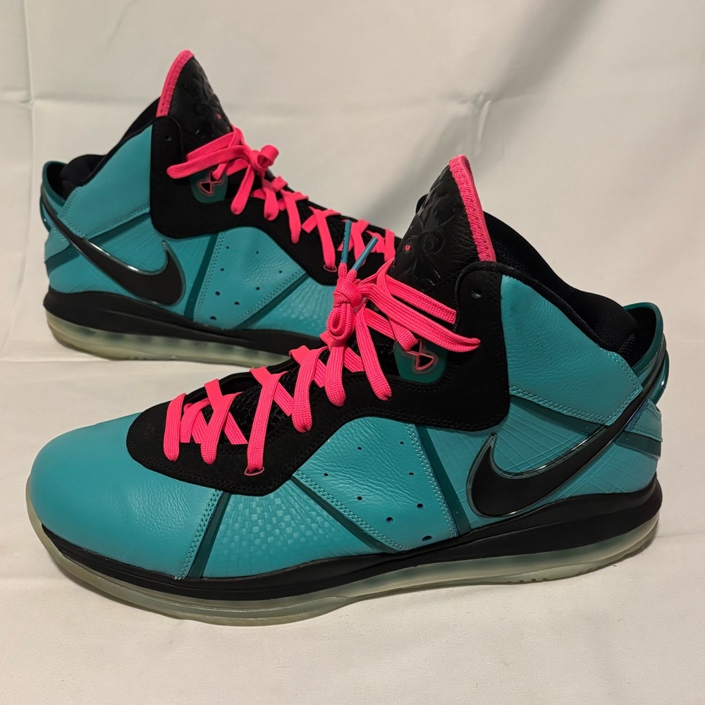 Nike Lebron 8 South Beach Heat 2021 Miami Vice Teal Pink CZ0328-400 Men Size 15